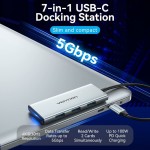 USB HUB Vention 7 in 1 Type-C-HDMI-USB 3USB 4K60Hz SD/TF PD 100W Gray (TOPHB) USB HUB Vention 7 in 1 Type-C-HDMI-USB 3USB 4K60Hz SD/TF PD 100W Gray (TOPHB)