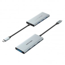 USB HUB Vention 7 in 1 Type-C-HDMI-USB 3USB 4K60Hz SD/TF PD 100W Gray (TOPHB)