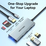 USB HUB Vention 7 in 1 Type-C-HDMI-USB 3USB 4K60Hz SD/TF PD 100W Gray (TOPHB) USB HUB Vention 7 in 1 Type-C-HDMI-USB 3USB 4K60Hz SD/TF PD 100W Gray (TOPHB)