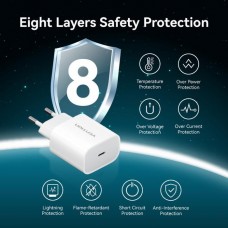 Сетевое зарядное устройство Vention 1Type-C 20W 3A + USB-C to Lightning cable М-М White