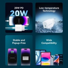 Сетевое зарядное устройство Vention 1Type-C 20W 3A + USB-C to Lightning cable М-М White