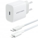 Сетевое зарядное устройство Vention 1Type-C 20W 3A + USB-C to Lightning cable М-М White