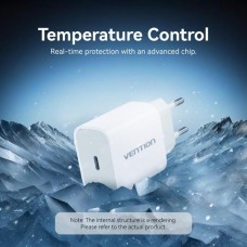 Сетевое зарядное устройство Vention 1Type-C 20W 3A + USB-C to Lightning cable М-М White