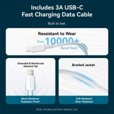 Сетевое зарядное устройство Vention 1Type-C 20W 3A + USB-C to Lightning cable М-М White