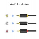 Кабель Audio 3RCA-3RCA F/F Vention 24К gold-plated 26 AWG 1.5m Black (BCABG)