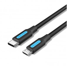 Кабель Type-C-MicroUSB Vention PVC 3A 480Mbps nickel-plated 0.5m Black (COVBD)