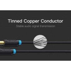 Кабель Audio 6.35мм-6.35мм Vention F/F PVC Shell gold-plated 2m Black (BAABH)