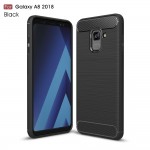 Чехол накладка TPU SK Fiber Carbon для Samsung A8 2018 Black