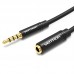 Удлинитель Audio Aux 3.5мм-3.5мм Vention mic Cotton F/M gold-plated 1m Black (BHBBF)