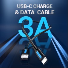 Кабель USB-Type-C Vention PVC PD 60W nickel-plated 3A 480Mbps 0.25m Black (COKBC)