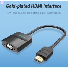 Адаптер HDMI-VGA v.1.4 Vention 1080P 60Hz 0.15m 3.5 audio microusb power Black (ACFBB)
