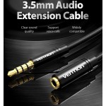 Удлинитель Audio Aux 3.5мм-3.5мм M/F Vention gold-plated 1.5m Black (VAB-B06-B150-M)