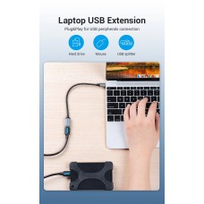 Адаптер Type-C-USB 3.0 Vention nickel-plated 5Gbps 3A 0.15m Gray (CCXHB)