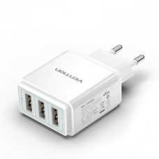 Сетевое зарядное устройство 3USB Vention 17W QC3.0 2.4A White (DC5307-W)