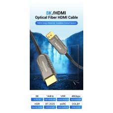 Кабель HDMI-HDMI v.2.1 Vention Optical PVC 8K 60Hz 4K 120Hz 48Gbps Dolby 7.1 50m Black (AAZBX)