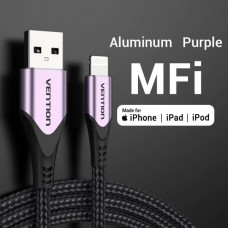 Кабель Vention USB-Lightning 2m 2.4A Aluminum Alloy Purple (LABVH)