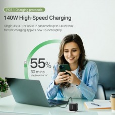 Сетевое зарядное устройство Vention 1USB 3Type-C GaN PD 140W 3A PPS PD3.1+QC3.0 White (FEIW0-EU)