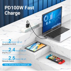 Кабель Type-C-Type-C Vention TPE Nylon 90° Degree PD 100W 5A 480Mbps nickel-plated 0.5m Grey (TAKHD)
