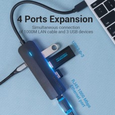 USB HUB Vention Type-C-RJ45-USB 100M Ethernet Black (TGPBB)