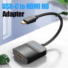 Адаптер Type-C-HDMI v.1.4 Vention 4K 30Hz gold-plated 0.15m Black (TDCBB)