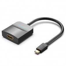 Адаптер Type-C-HDMI v.1.4 Vention 4K 30Hz gold-plated 0.15m Black (TDCBB)