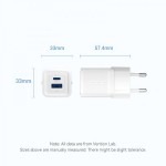 Сетевое зарядное устройство 1USB 1Type-C Vention (C+A) GaN III PD 30W QC3.0 3A Black (FEQB0-EU)
