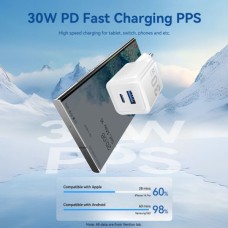 Сетевое зарядное устройство 1USB 1Type-C Vention (C+A) GaN III PD 30W QC3.0 3A Black (FEQB0-EU)