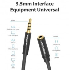 Удлинитель Audio Aux 3.5мм-3.5мм M/F Vention gold-plated 3m Black (VAB-B06-B300-M)