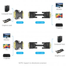 Адаптер DVI-I-VGA Vention M/F (24 + 5) 1080P 60Hz Upgraded Black (ECFB0)