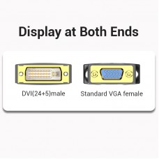 Адаптер DVI-I-VGA Vention M/F (24 + 5) 1080P 60Hz Upgraded Black (ECFB0)