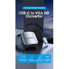 Адаптер Type-C-VGA Vention Luxury 1080P 60Hz gold-plated 0.15m Grey (TDFHB)