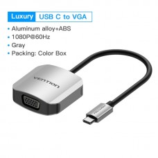Адаптер Type-C-VGA Vention Luxury 1080P 60Hz gold-plated 0.15m Grey (TDFHB)