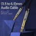 Кабель Audio 6.35мм-3.5мм Vention F/F Nylon Braided gold-plated 1.5m Black (BAIBG)