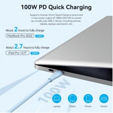 Кабель Type-C-Type-C Vention TPU PD 100W QC 4.0 5A 480мbps 1m Blue (TAWSF)