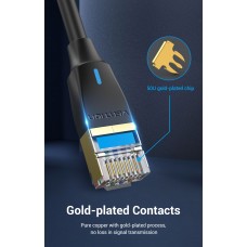 Патч-корд RJ45-RJ45 Vention LAN CAT8 SFTP 40Gbps 2000MHz Copper PVC Round Slim 5m Black (IKIBJ)