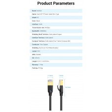 Патч-корд RJ45-RJ45 Vention LAN CAT8 SFTP 40Gbps 2000MHz Copper PVC Round Slim 5m Black (IKIBJ)