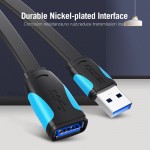 Удлинитель USB-USB 3.0 Vention Flat 5Gbps 1.5m Black (VAS-A13-B150)