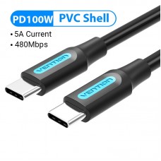 Кабель Type-C-Type-C Vention TPE Round PD 100W 5A 480Mbps 2m Black (COTBH)