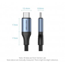 Кабель Type-C-Type-C 4.0 Vention PVC + Cotton Thunderbolt 4 8K 60Hz E-Marker Chip PD3.1 240W 5A 40Gbps 1m Black/Blue (TAVHF)
