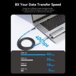 Кабель Type-C-Type-C 4.0 Vention PVC + Cotton Thunderbolt 4 8K 60Hz E-Marker Chip PD3.1 240W 5A 40Gbps 1m Black/Blue (TAVHF)