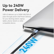 Кабель Type-C-Type-C 4.0 Vention PVC + Cotton Thunderbolt 4 8K 60Hz E-Marker Chip PD3.1 240W 5A 40Gbps 1m Black/Blue (TAVHF)