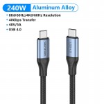 Кабель Type-C-Type-C 4.0 Vention PVC + Cotton Thunderbolt 4 8K 60Hz E-Marker Chip PD3.1 240W 5A 40Gbps 1m Black/Blue (TAVHF)