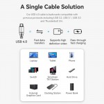 Кабель Type-C-Type-C 4.0 Vention PVC + Cotton Thunderbolt 4 8K 60Hz E-Marker Chip PD3.1 240W 5A 40Gbps 1m Black/Blue (TAVHF)