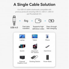 Кабель Type-C-Type-C 4.0 Vention PVC + Cotton Thunderbolt 4 8K 60Hz E-Marker Chip PD3.1 240W 5A 40Gbps 1m Black/Blue (TAVHF)