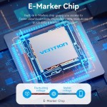 Кабель Type-C-Type-C 4.0 Vention PVC + Cotton Thunderbolt 4 8K 60Hz E-Marker Chip PD3.1 240W 5A 40Gbps 1m Black/Blue (TAVHF)