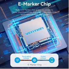 Кабель Type-C-Type-C 4.0 Vention PVC + Cotton Thunderbolt 4 8K 60Hz E-Marker Chip PD3.1 240W 5A 40Gbps 1m Black/Blue (TAVHF)