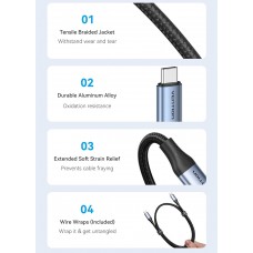 Кабель Type-C-Type-C 4.0 Vention PVC + Cotton Thunderbolt 4 8K 60Hz E-Marker Chip PD3.1 240W 5A 40Gbps 1m Black/Blue (TAVHF)