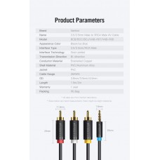 Кабель Audio 3.5мм-3RCA Vention F/F 24К gold-plated PVC Shell 2m Black (BCBBH)