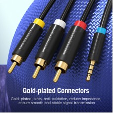 Кабель Audio 3.5мм-3RCA Vention F/F 24К gold-plated PVC Shell 2m Black (BCBBH)