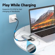 USB HUB Vention 6 in 1 Type-C-SD-TF-USB 3USB 1Type-C PD 87W Gray (TGRHB)